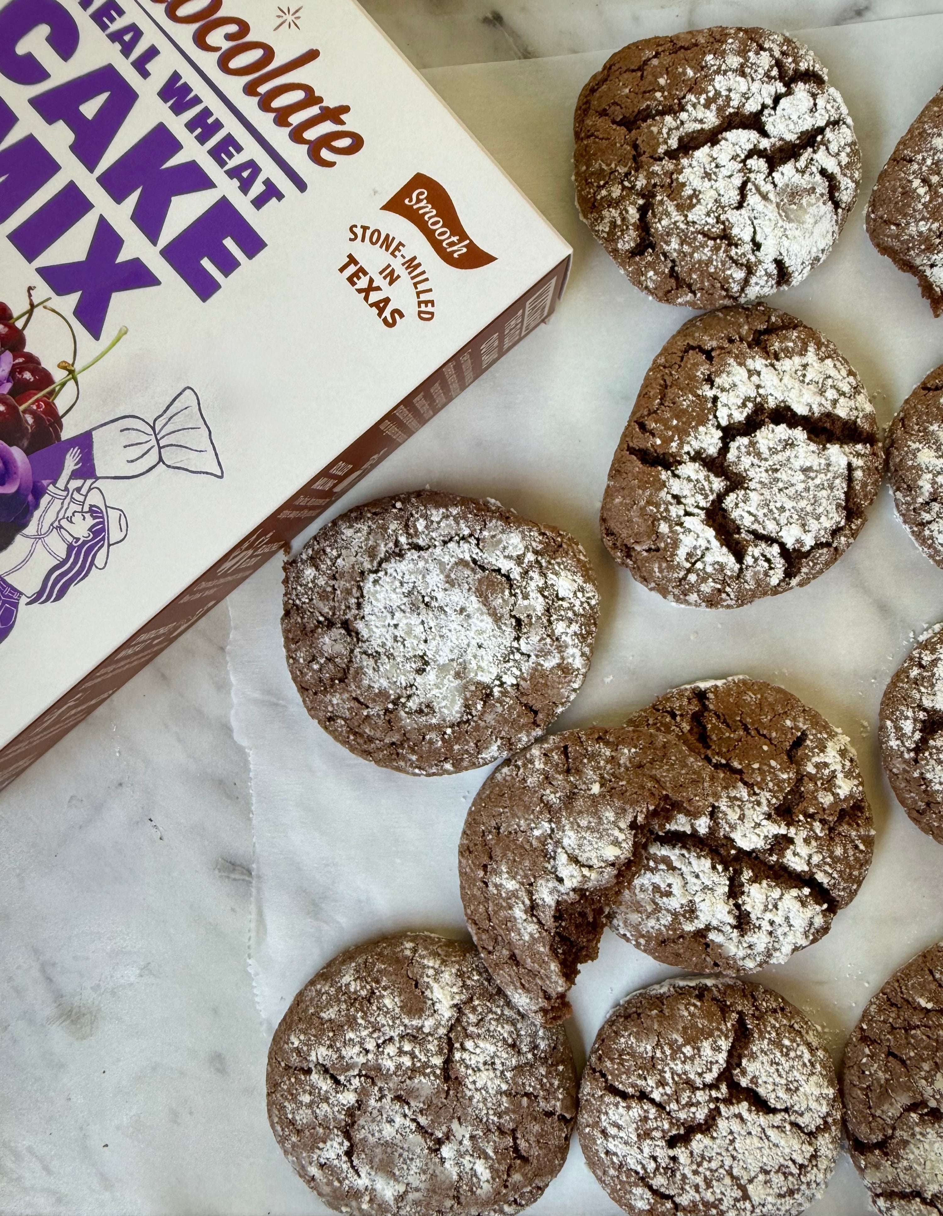 Rye Chocolate Crinkle Cookies